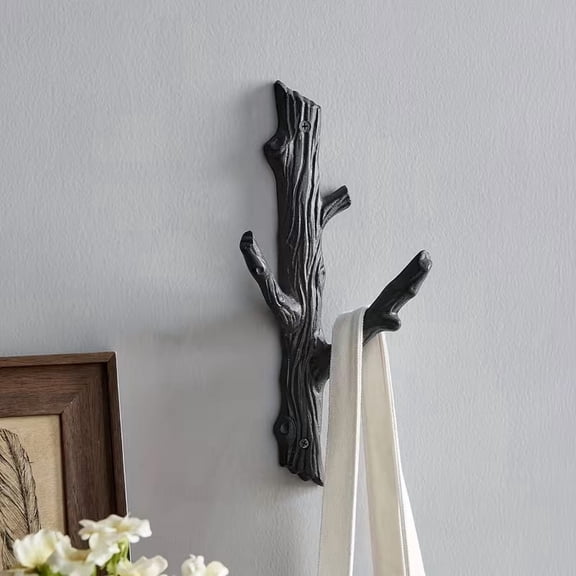 Rustic Cast Iron Tree Branch Wall Hook Waterproof Rust-Proof Coat Towel Key Holder for Bathroom Kitchen Entryway Living Room Bedroom Decor