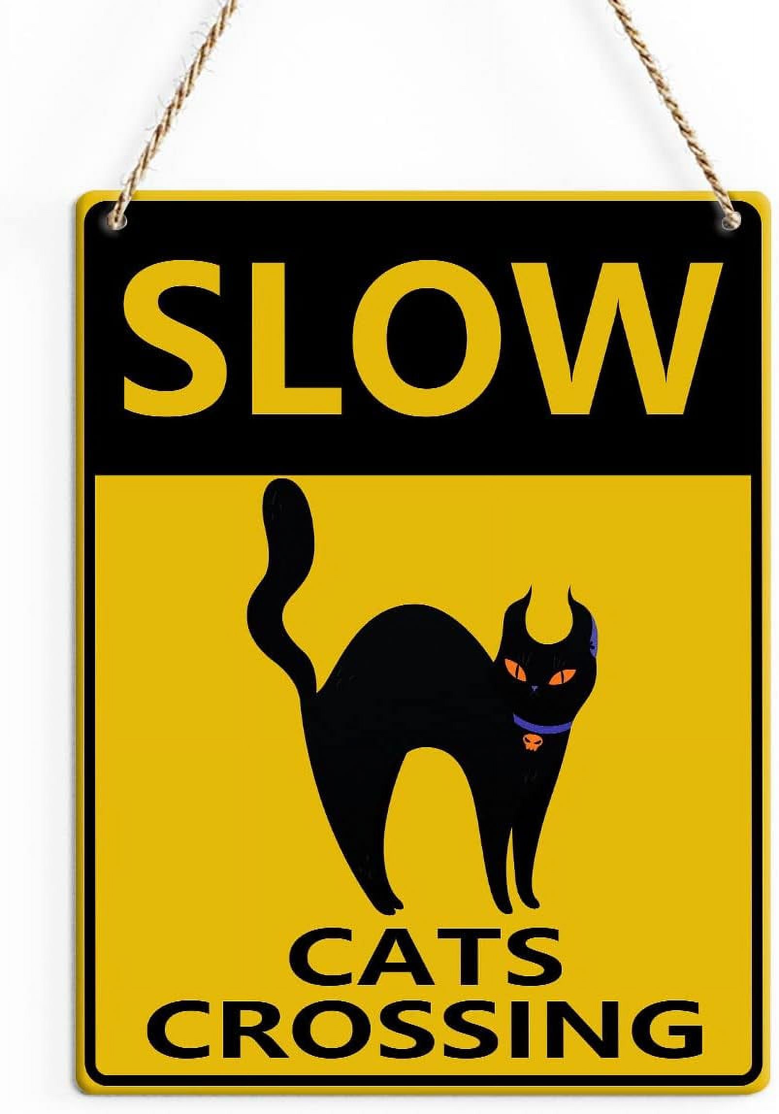 Rustic Cat Lovers Wood Decor Sign, Cats Crossing Printed Wood Sign Wall ...