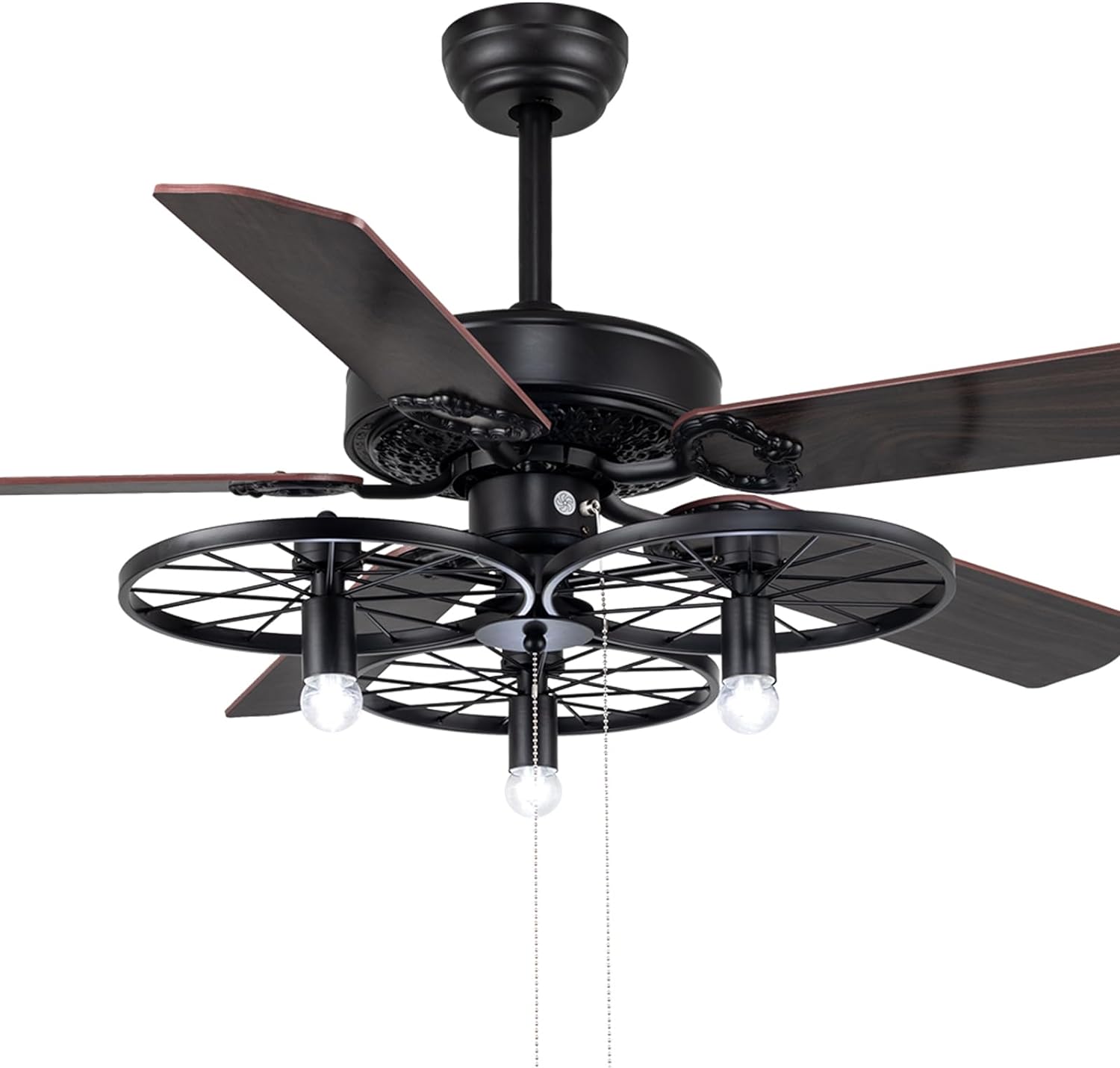 Rustic Ceiling Fan with Light and Remote Control, Industrial Farmhouse Ceiling Fans with 5 Brown