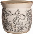 thumbnail image 1 of Rustic Ceramic Pots for Plants, 6.21in. Vintage Crackle Glazed Planters for Indoor & Outdoor Plants with Drainage Hole, Unique Planting Pots for Gardening, Tuscan Decor Plant Pots Indoor, Scroll Gray, 1 of 13