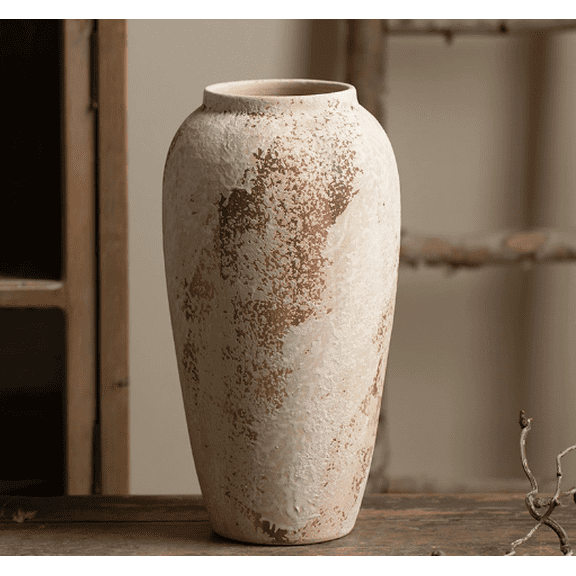 Rustic Ceramic Vase Set, Handcrafted Distressed Stoneware, Wabi-Sabi Style, for Dried Flowers & Home Decor