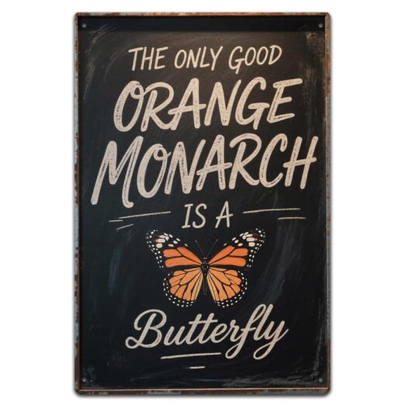 Rustic Chalkboard Sign Black Orange Monarch Butterfly Quote Wall Art for Home Decor Kitchen Living Room Bedroom Inspirational Decor