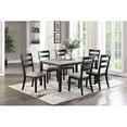 thumbnail image 1 of Rustic Charcoal Wooden Table 7pc Dining Set Dining Room Furniture Ladder back Side Chairs Cushion Seat light 2-Tone Sand Fabric., 1 of 9