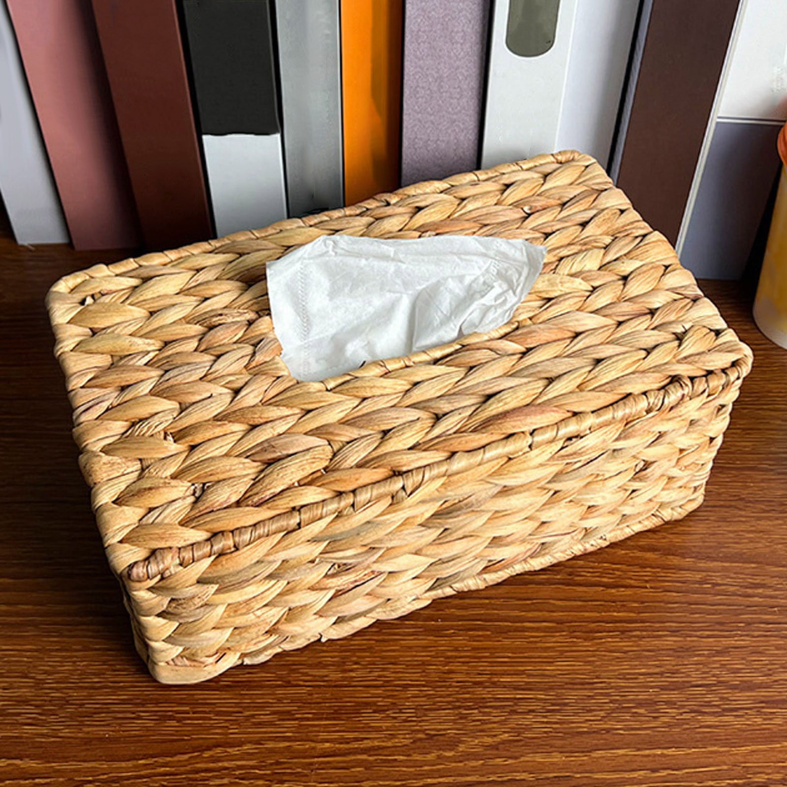 Rustic Charm Water Hyacinth Weave Tissue Box Cover Country Style