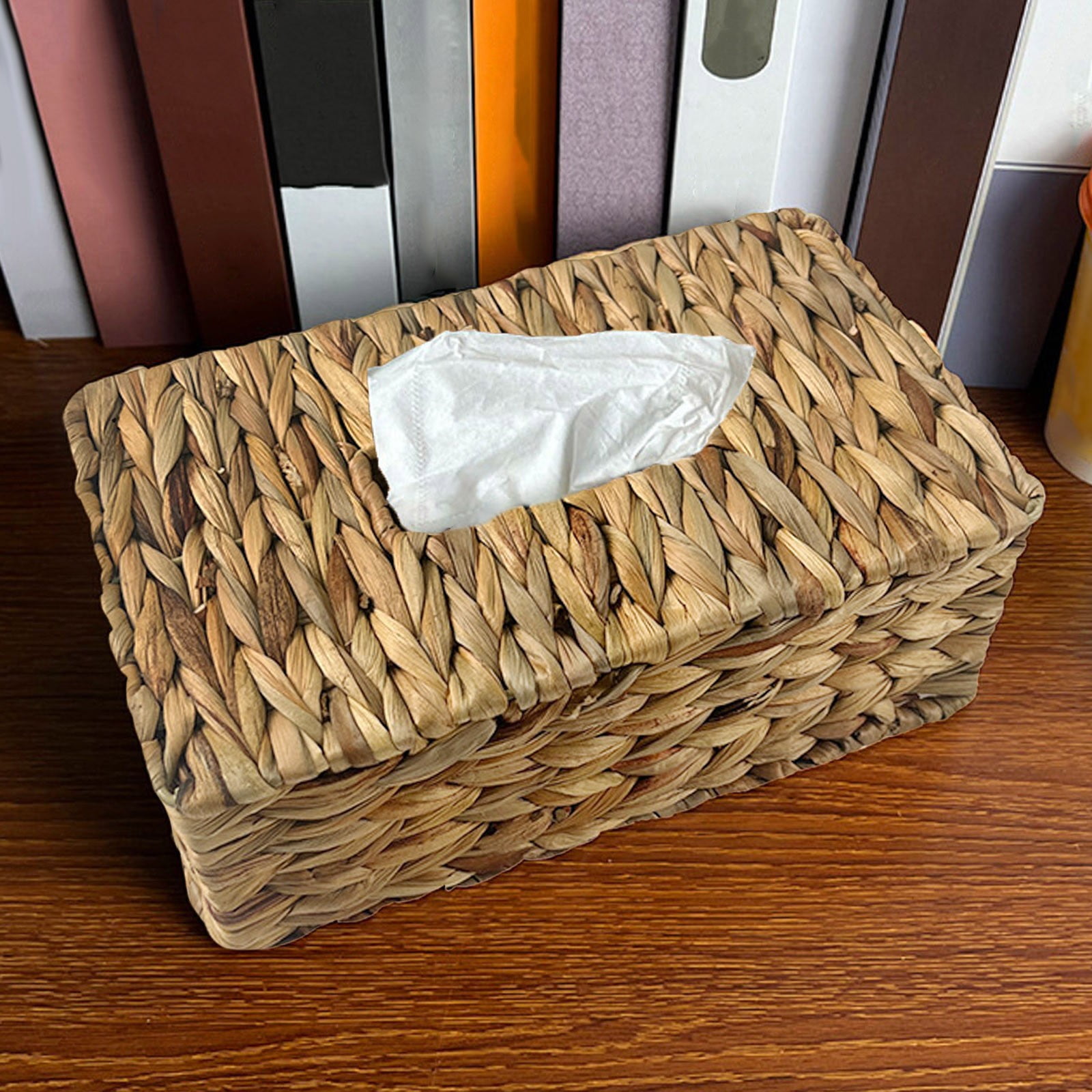 Rustic Charm Water Hyacinth Weave Tissue Box Cover Country Style