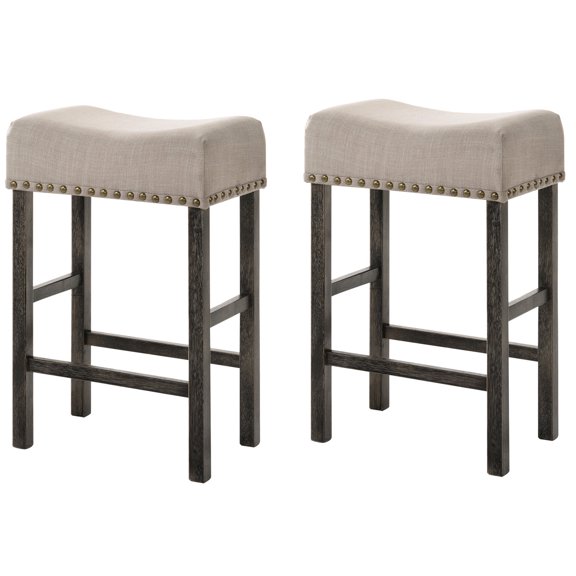 Rustic Charm and Elegance - Enhance Your Dining Area with Tan Linen Stools