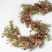 Rustic Charm for Your Holidays Soft Touch Pine Garland with Berries & Bells by Factory Direct Craft