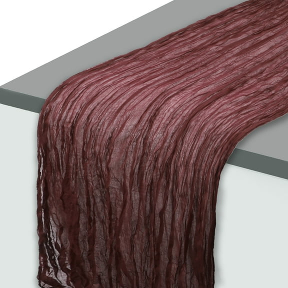 Rustic Cheese Cloth Table Runner for Wedding Birthday Party Decoration 118.11"L x 35.43"W Wine Red