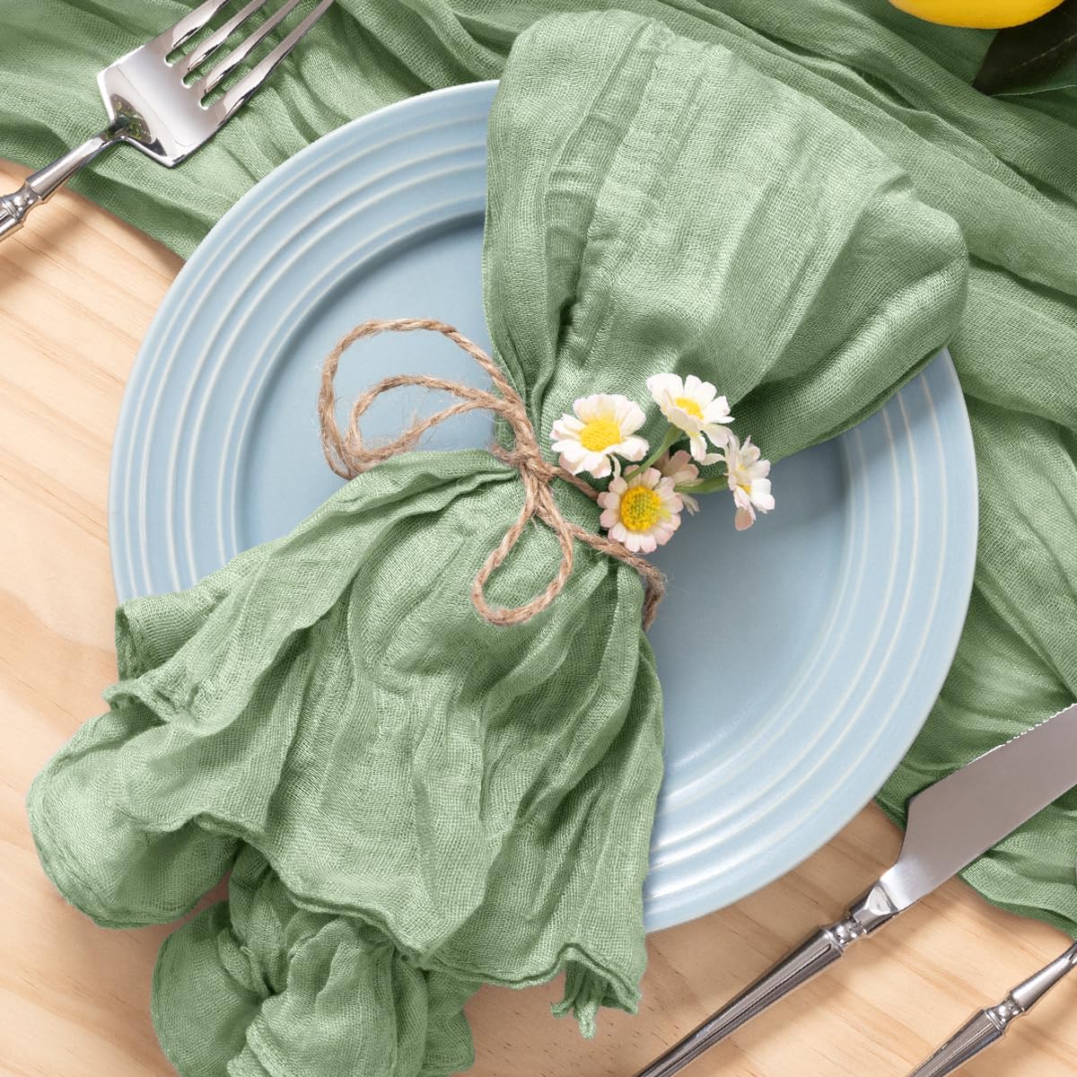 Rustic Cheesecloth Napkins Set of 10 Sage Green Gauze Cheese Cloth