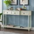 thumbnail image 1 of Rustic Chic Console Table Sofa Table with 3 Drawers, Solid Wood Hall Tables Tall Entryway Table with Shelves, Side Tables with Projecting Drawers and Long Shelf, Antique White, 1 of 8