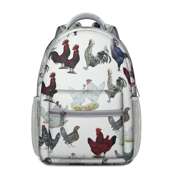 Rustic Chick and Wildflowers Pattern School Backpack - Waterproof Lightweight Bag with Breathable Shoulder Straps