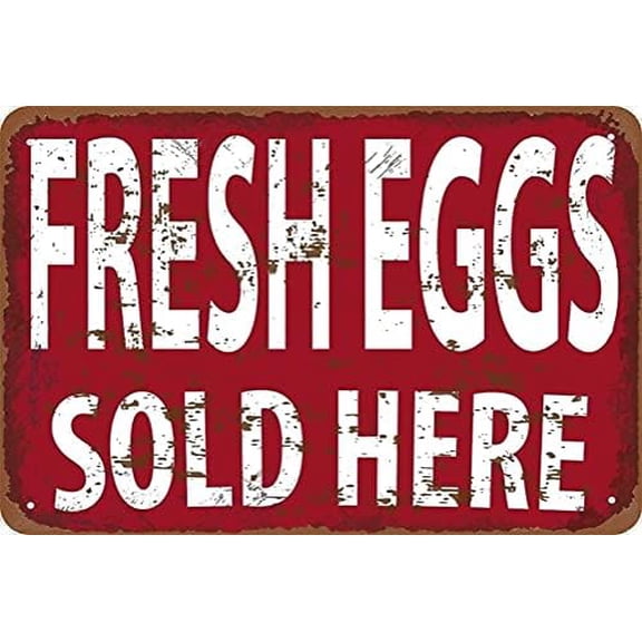 Size: 12x8 Inches Rustic Chicken Egg Sign - Farm Fresh Eggs Sale