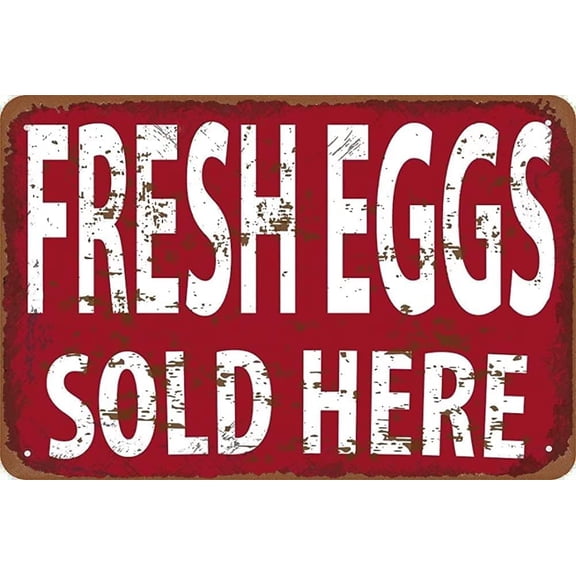 Rustic Chicken Egg Sign - Farm Fresh Eggs Sale - 12x8 Inch