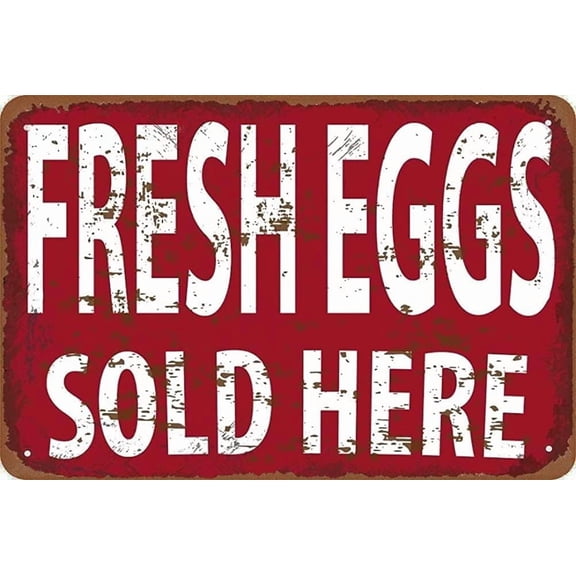 Rustic Chicken Egg Sign - Farm Fresh Eggs Sale - 12x8 Inch