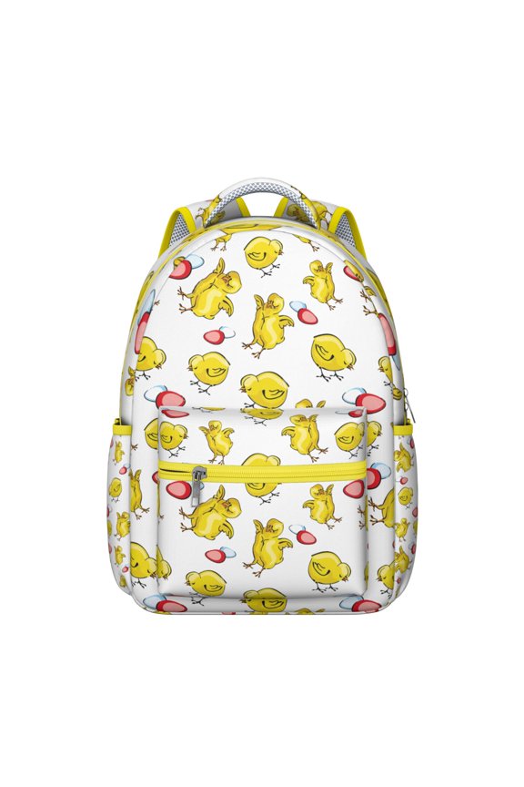 Rustic Chicken Print School Backpack Student Cartoon Egg Hen Chick Farm Pattern Bookbag Farmhouse Style for Student