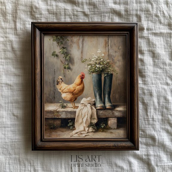 Rustic Chicken Still Life Wall Art Print