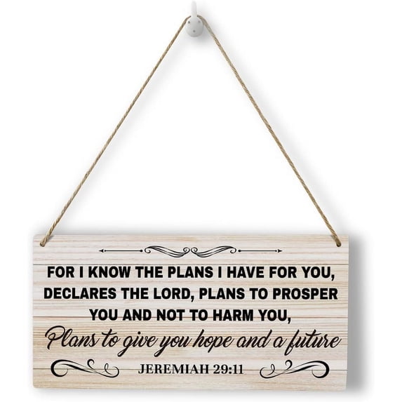 Rustic Christian Gifts for Women Wood Wall Art Wall Hanging Decor Inspirational Religious Bible Verse Gifts Wooden Decorative Plaque Sign for Home Farmhouse Plans to Give You Hope and A Future Sign