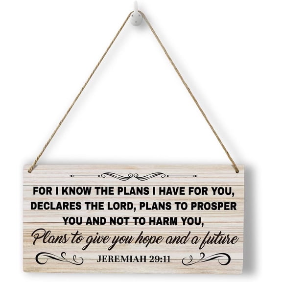Rustic Christian Gifts for Women Wood Wall Art Wall Hanging Decor Inspirational Religious Bible Verse Gifts Wooden Decorative Plaque Sign for Home Farmhouse Plans to Give You Hope and A Future Sign