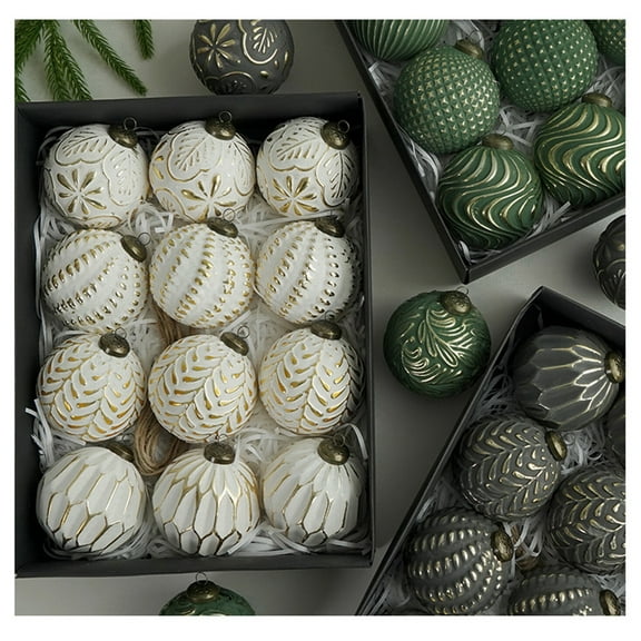 Rustic Christmas Ball Ornaments, Vintage Christmas Tree Decorations, Large Shatterproof Neutral Farmhouse Luxury Xmas Ornaments, Antique Christmas Balls Decorative, for Christmas Tree, Home Decor