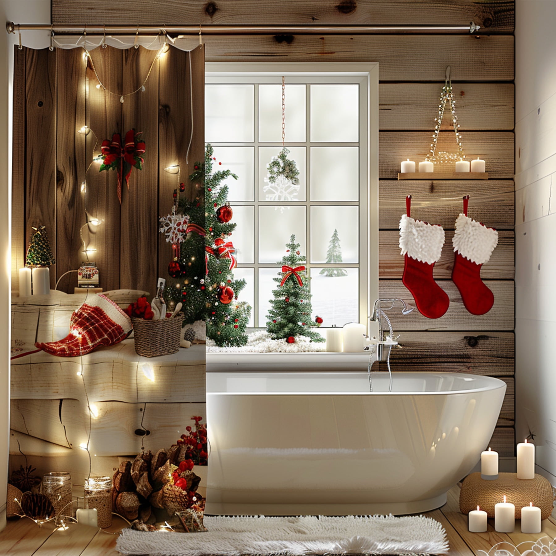 Rustic Christmas Bathroom Decor with Vintage Charm