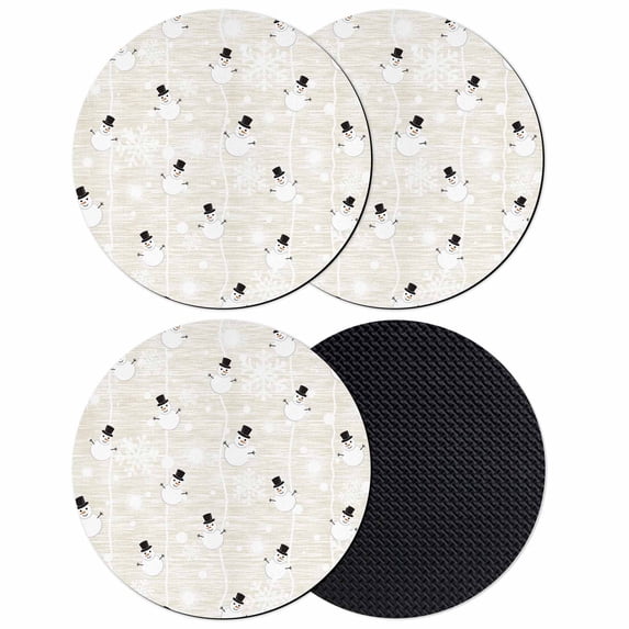 Rustic Christmas Coasters Set of 4, Absorbent Coasters for Drinks, Xmas Snowman Snowflake Coaster for Desk Coffee Table Protection, Home Decor House Warming Gifts 4"
