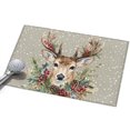 Rustic Christmas Deer Head Area Rug 2'x3', Winter Holly Berry Pine‑Cone ...