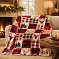thumbnail image 1 of Rustic Christmas Flannel Throw Blanket,  Plaid Patchwork  Blanket with Deer Antler  Tree, Soft Lightweight Holiday Throw for Couch Sofa Bed, Winter Xmas Home Decor for Living Room-A, 1 of 4