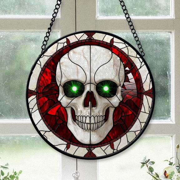 Rustic Christmas Gift - Halloween Vampire Skeletons Spooky Christmas Stained Glass Hanging Ornament - Classic Holiday Tree Decoration, Gift for Friends, Family, Mom, Dad