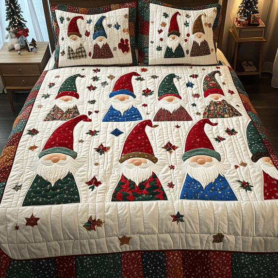 Rustic Christmas Gnome 3-Piece Quilted Bedding Set - Walmart.com