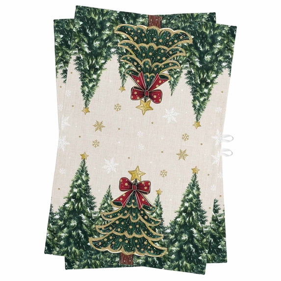 Rustic Christmas Kitchen Towels Set of 2, Water Absorbent Dish Towel, Snowflake Xmas Christmas Tree Decorative Hand Towels - Quick Drying Cloth for Cooking Baking, 18x28 Inch