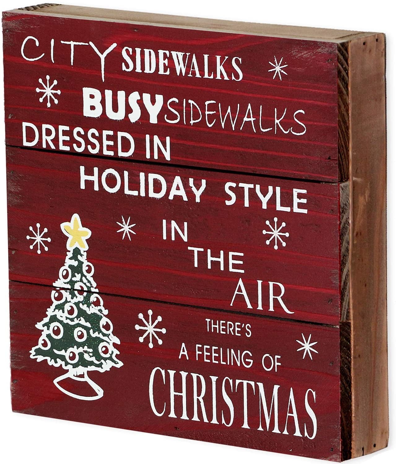 Rustic Christmas Sign Decor Wood Plaque Hanging Wall Art Sign, 8