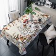 thumbnail image 1 of Rustic Christmas Snowman Table Cloth Waterproof Tablecloths, Xmas Snowflake Eucalyptus Leaves Tablecloth Dining Table Cover for Kitchen Party Tabletop Outdoor, Rectangle Tablecloth 60x120 Inch, 1 of 9