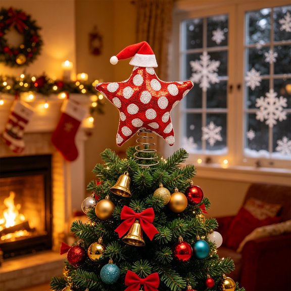 Rustic Christmas Star Tree Topper Farmhouse Rustic Christmas Decor Star Tree Topper for Xmas Farmhouse Home Decor Winter Holiday