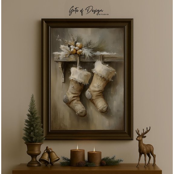 Rustic Christmas Stockings Neutral Holiday Decor