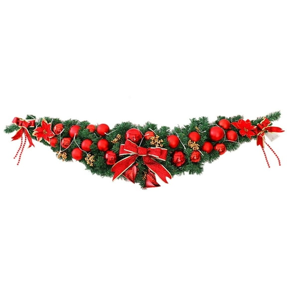 Rustic Christmas Swag with Decor Balls - Wedding Arch Garland for Door Lintel, Ceremony Backdrop, Wall Porch Holiday Decor