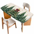 thumbnail image 1 of Rustic Christmas Table Cloths for 3 Foot Rectangle Tables, Snowflake Xmas Christmas Tree Patio Waterproof Elastic Fitted Tablecloths, Washable Rectangular Table Cover for Camping, 1 of 8