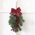 thumbnail image 1 of Rustic Christmas Teardrop Swag, Artificial Pine Cedar Greenery Wreath with Bell&Velvet Bow, Pinecones Red Berries,Farmhouse Winter Swag Garland for Outdoor Front Door,Indoor Mantle Wall Hanging Decor, 1 of 4