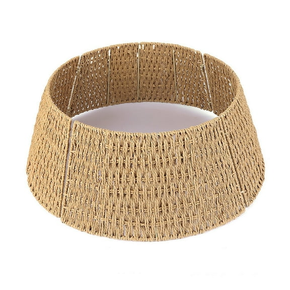 Rustic Christmas Tree Collar 28Inch Woven Wicker Tree Base Stand Cover For Artificial Holiday Decoration Ring Skirt Basket For Tree, Natural & Stable