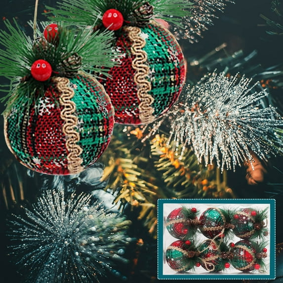 Rustic Christmas Tree Ornaments, Farmhouse Christma Decoration, Natural Jute Burlap Christmas Ball Xmas Tree Hanging Decor