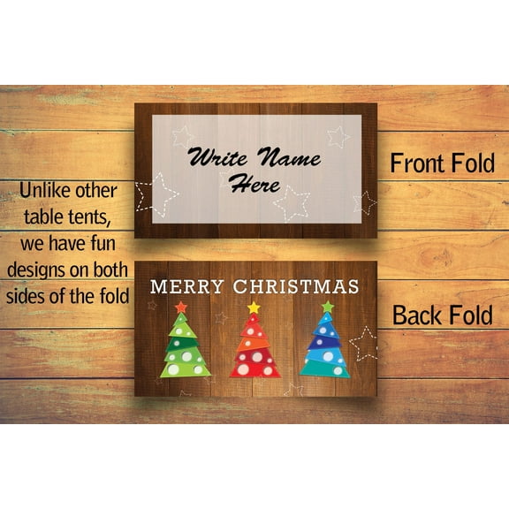 Rustic Christmas Tree Table Tent Place Cards - 25 Rustic Christmas Tree Holiday