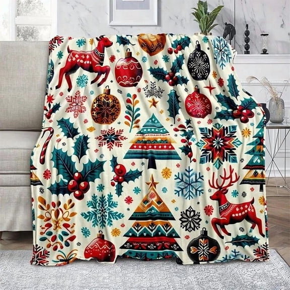 Rustic Christmas Tree Throw Blanket , Vintage Holiday Decor,Super Soft Flannel Printed 3D Blanket, As Birthday Gifts, Family, Wedding, Souvenir Blankets, Polyester Blankets Suitable For All Seasons