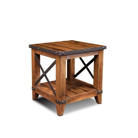 Rustic City End Table with Shelf