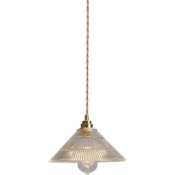 Rustic Clear Glass Pendant Light for Dining Room, Farmhouse Transparent Glass Pendant Lamp for Kitchen Island, Simple Retro Pendant Lighting, American Modern Pendant Light Fixture for Kitchen Sink