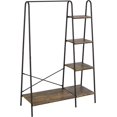 thumbnail image 1 of Rustic Clothes Rack, Clothing Rack for Hanging Clothes Heavy Duty Garment Rack with 5 Wood Shelves Freestanding Portable Closet Organizer for Bedroom/Entryway/Boutiques，Matte Black, 1 of 7
