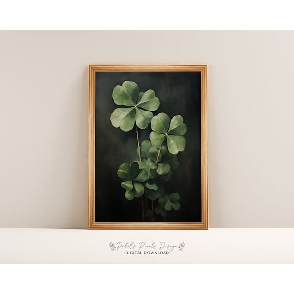 Rustic Clover Print, Lucky Day Irish Wall Decor, Unframed Canvas 8x10in