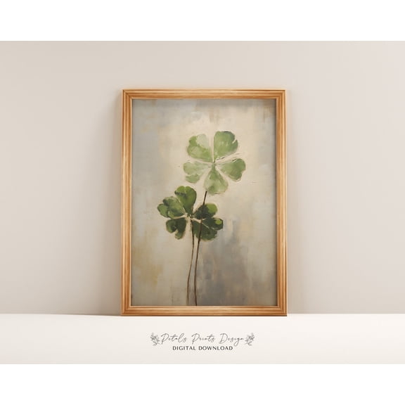 Rustic Clover Print, St Patrick'S Day Irish Wall Art Home Decor #1805, Unframed Canvas Size 24x36