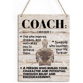Rustic Coach Definition Wood Decor Sign, Inspirational Quote Coach Printed Wood Sign Wall Art, Hanging Door Sign, Decorative Wood Sign Home Office Decor 8x10