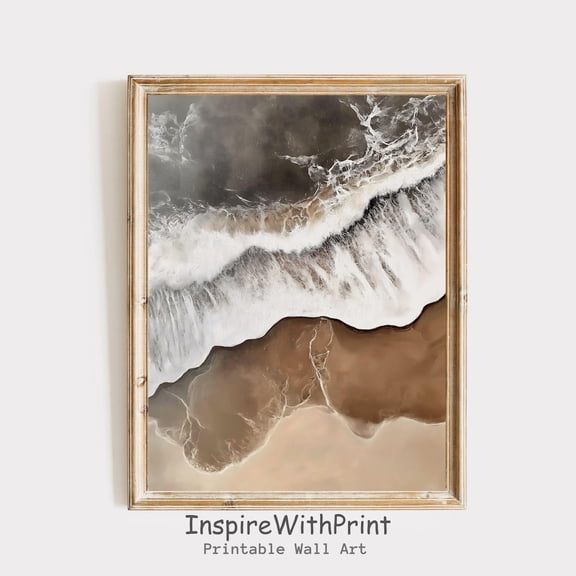 Rustic Coastal Landscape Wall Art, Boho Beach Poster Moody Ocean Wave Poster Neutral Seascape Art Printable, Boho Wall Decor, Waves, Size 12x18 UNFFRAMED F03.1.6l218