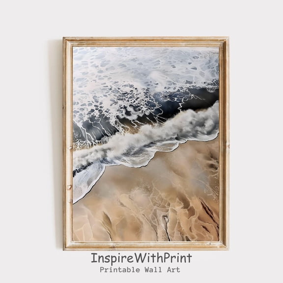 Rustic Coastal Landscape Wall Art, Boho Beach Poster Moody Ocean Wave Poster Neutral Seascape Art Printable, Boho Wall Decor, Waves, Size 24x36 UNFFRAMED F03.1.6l217