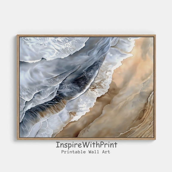 Rustic Coastal Landscape Wall Art, Boho Beach Poster Moody Ocean Wave Poster Neutral Seascape Art Printable, Boho Wall Decor, Waves, Size 8x12 UNFFRAMED F03.1.6l213